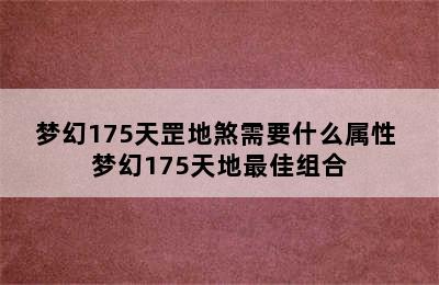 梦幻175天罡地煞需要什么属性 梦幻175天地最佳组合